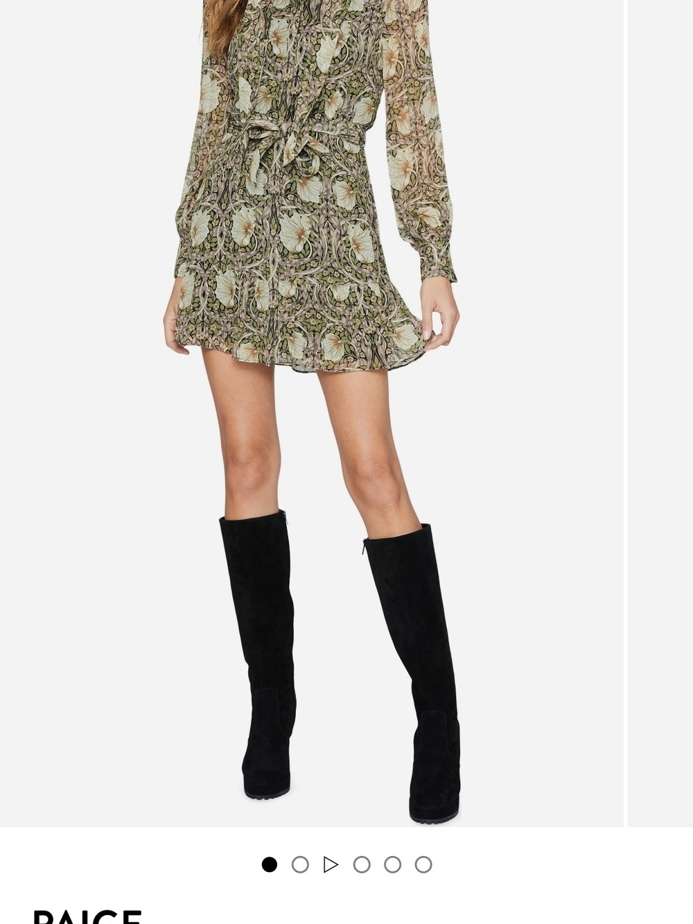 PAIGE Long Sleeve Floral Maxi Dress in Olive, Taupe & Black